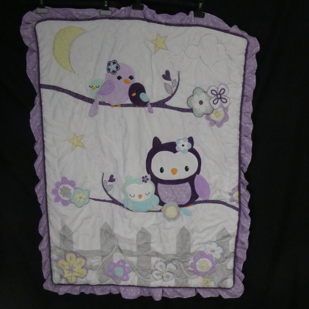 BABY'S FIRST By NEMCOR | Purple Baby Blanket with Owl Design
